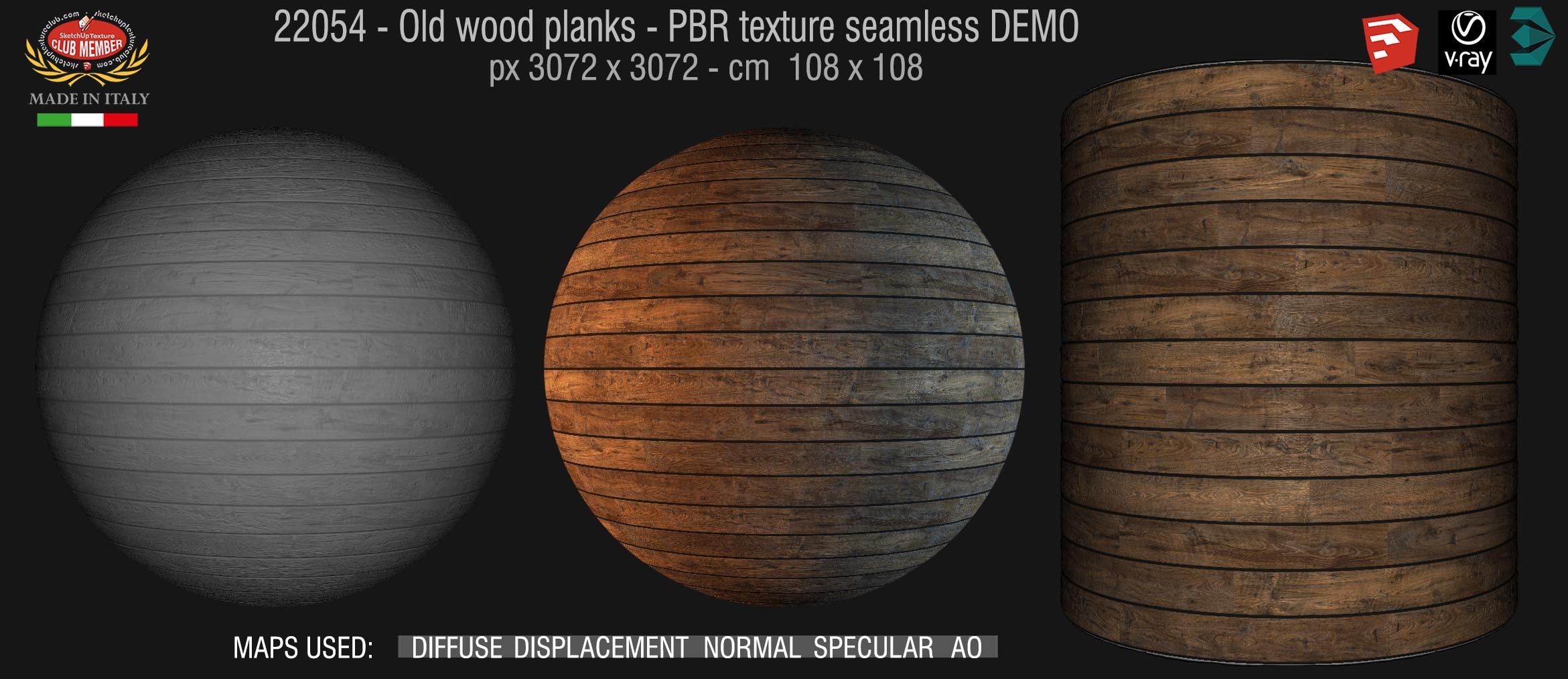 22054 Old wood planks PBR texture seamless DEMO