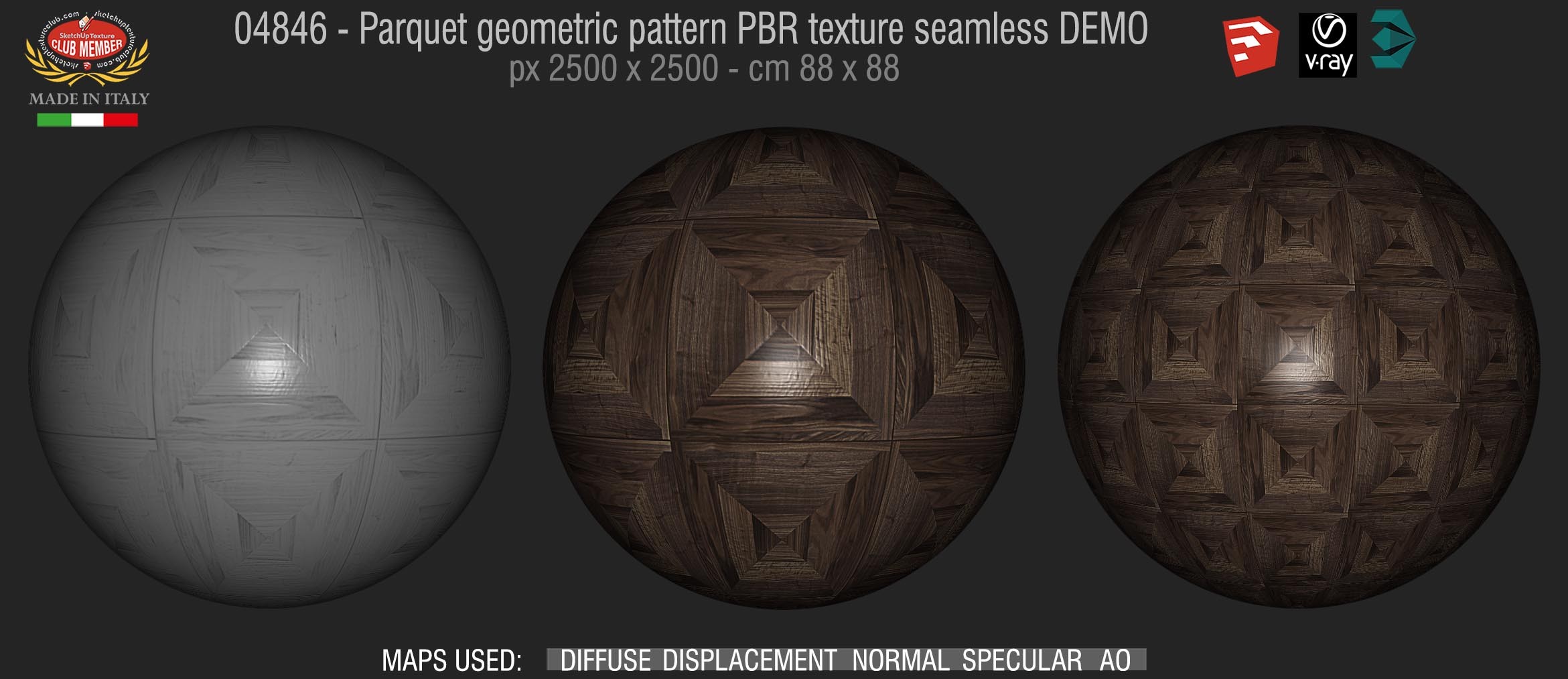 04846 Parquet geometric pattern PBR texture seamless DEMO