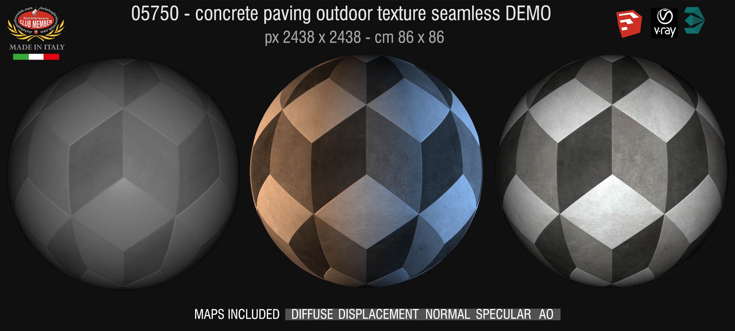 05750 HR Paving outdoor concrete regular block texture + maps DEMO