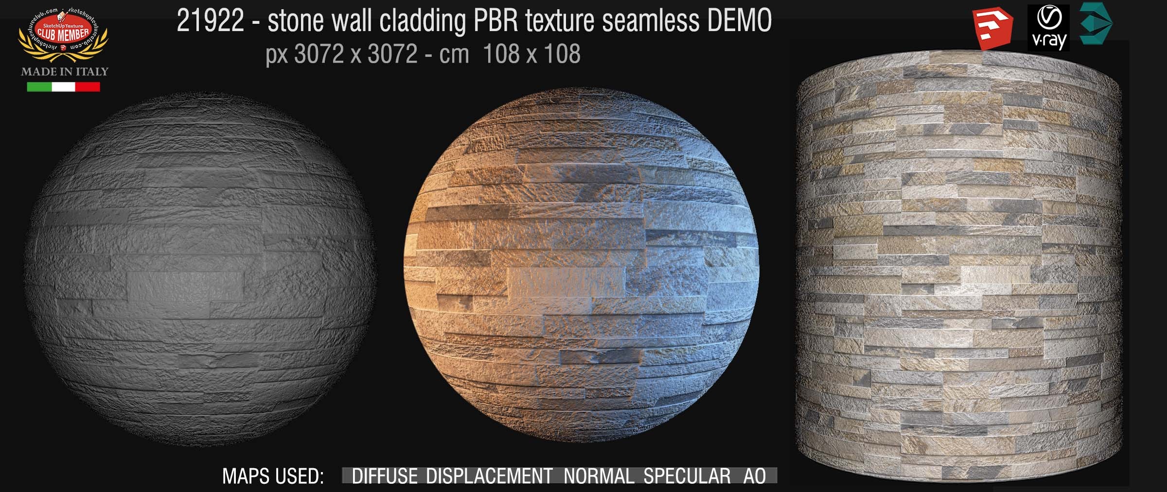21922 stone wall cladding PBR texture seamless DEMO