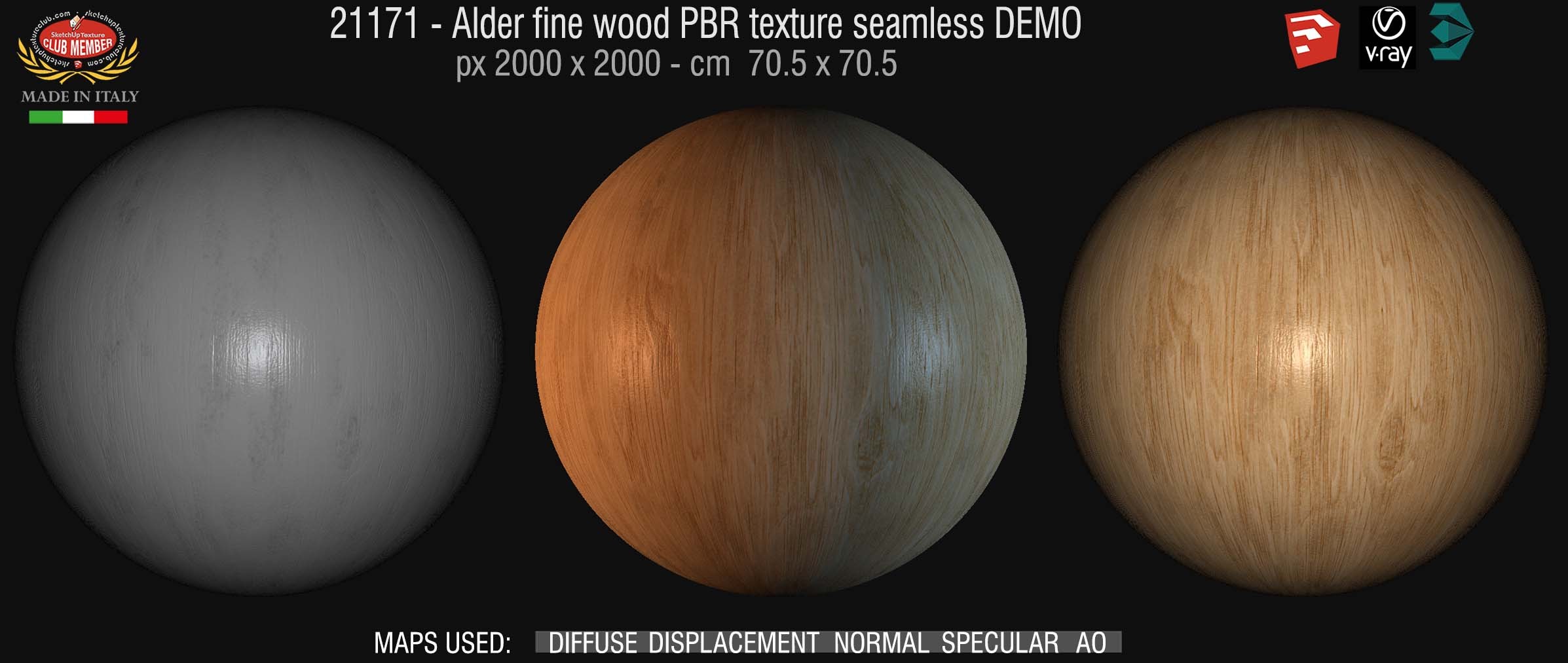 21171 - Alder fine wood PBR texture seamless DEMO