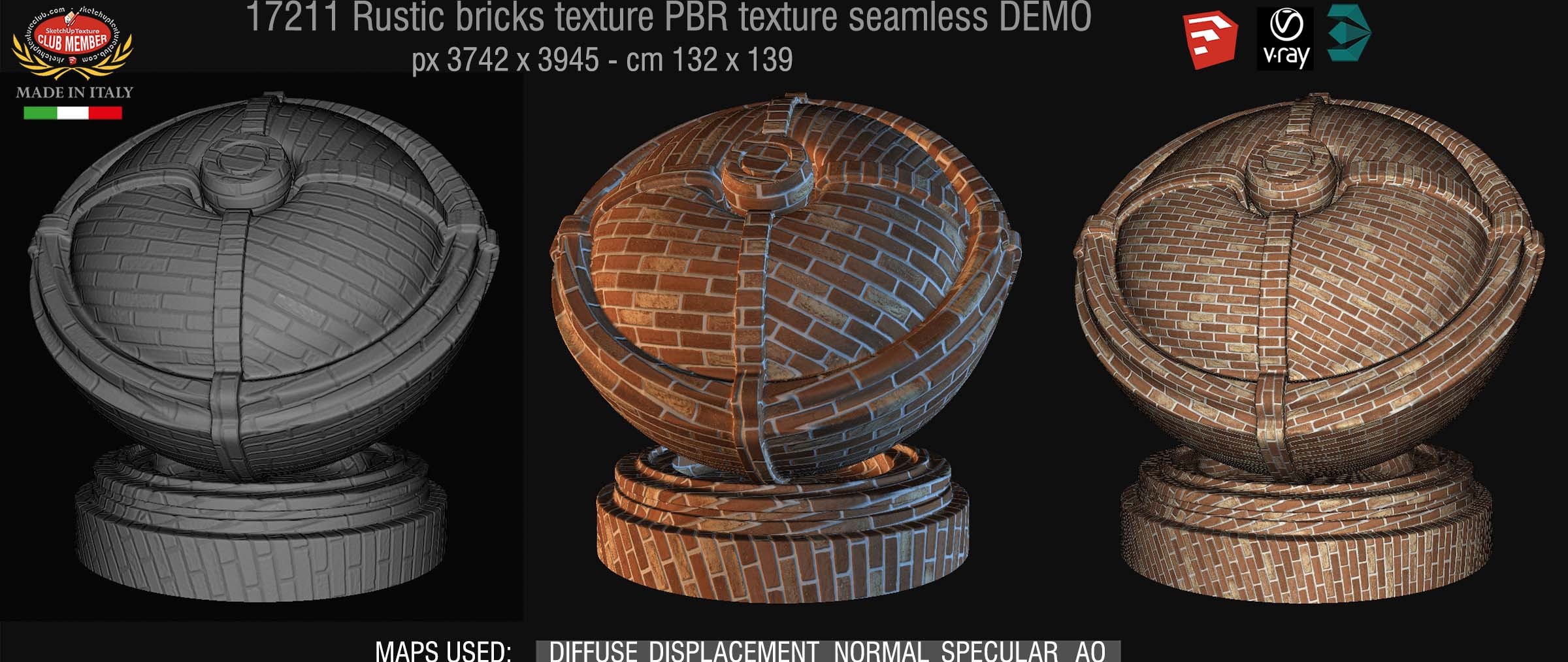 17211 Britain rustic bricks PBR texture seamless DEMO