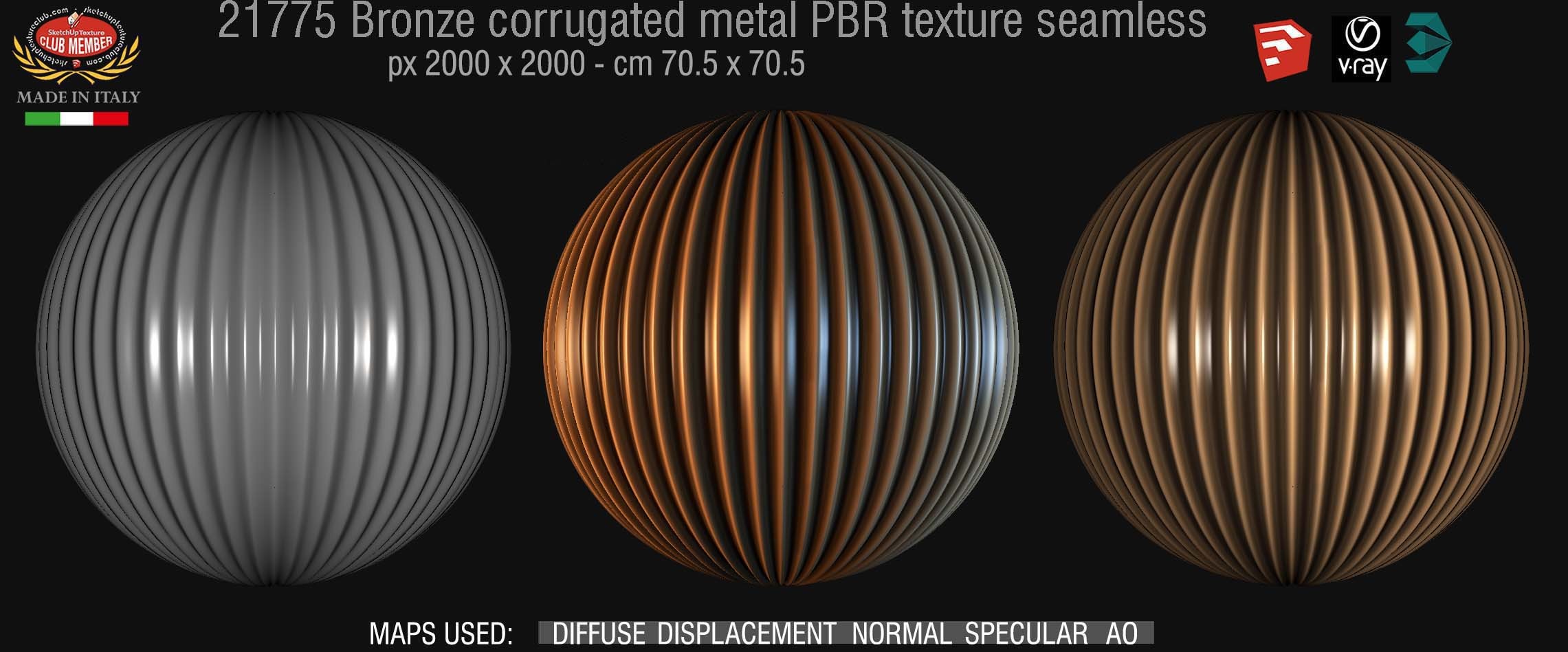 21775 bronze corrugated metal PBR texture seamless DEMO