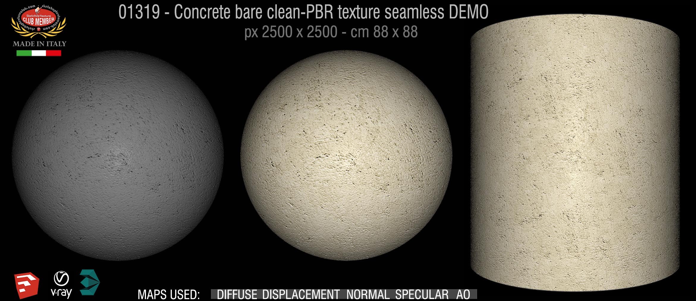 01319 Concrete bare clean-PBR texture seamless DEMO