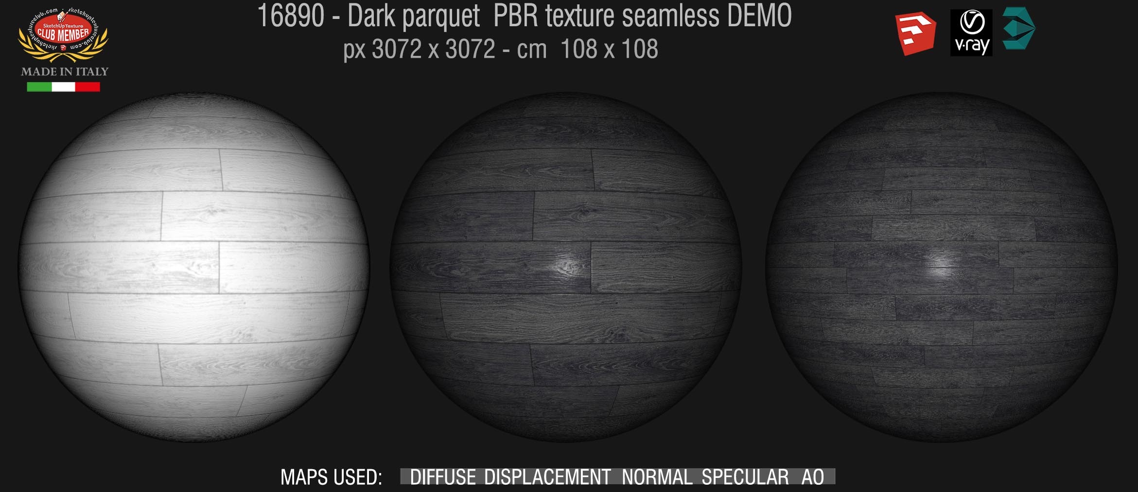 16890 Dark parquet PBR texture seamless DEMO