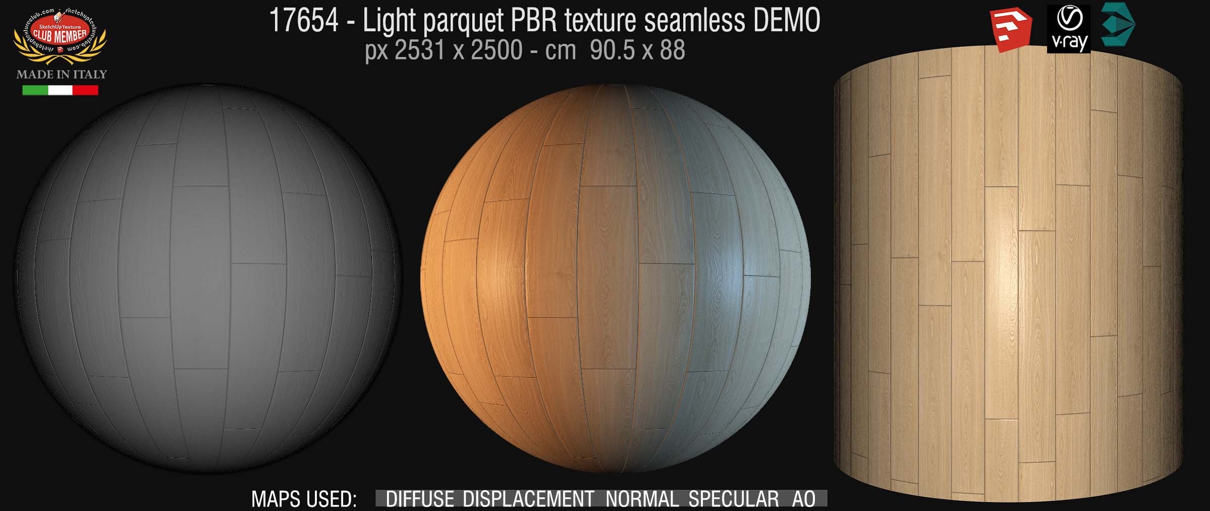 17654 Light parquet PBR texture seamless DEMO