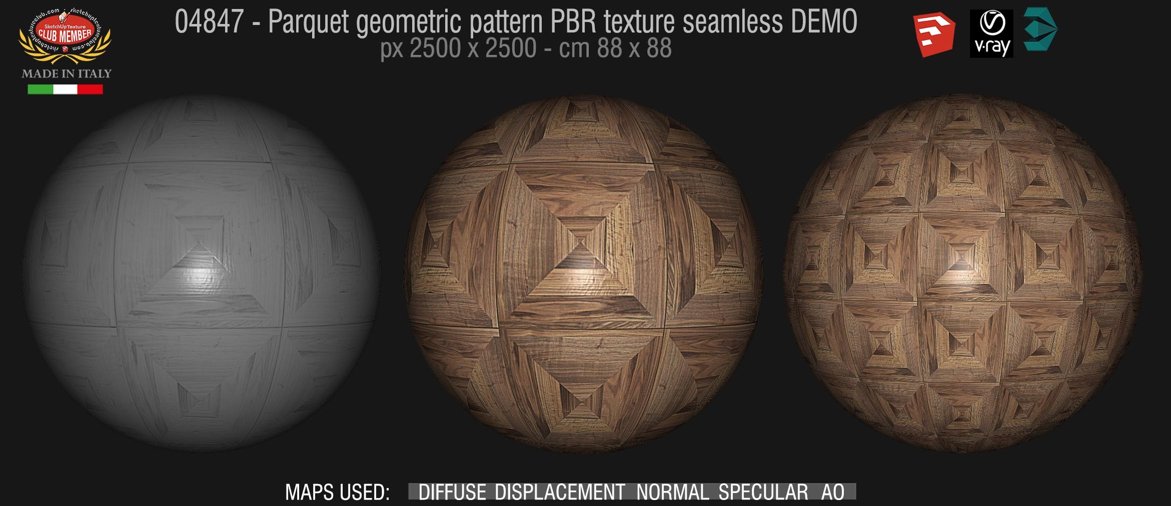 04847 Parquet geometric pattern PBR texture seamless DEMO