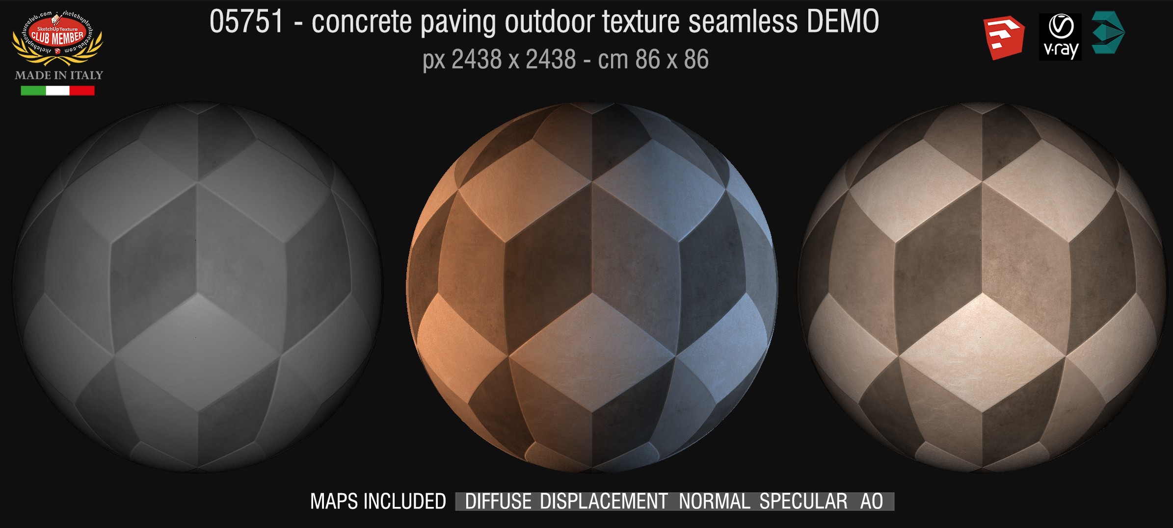 05751 HR Paving outdoor concrete regular block texture + maps DEMO