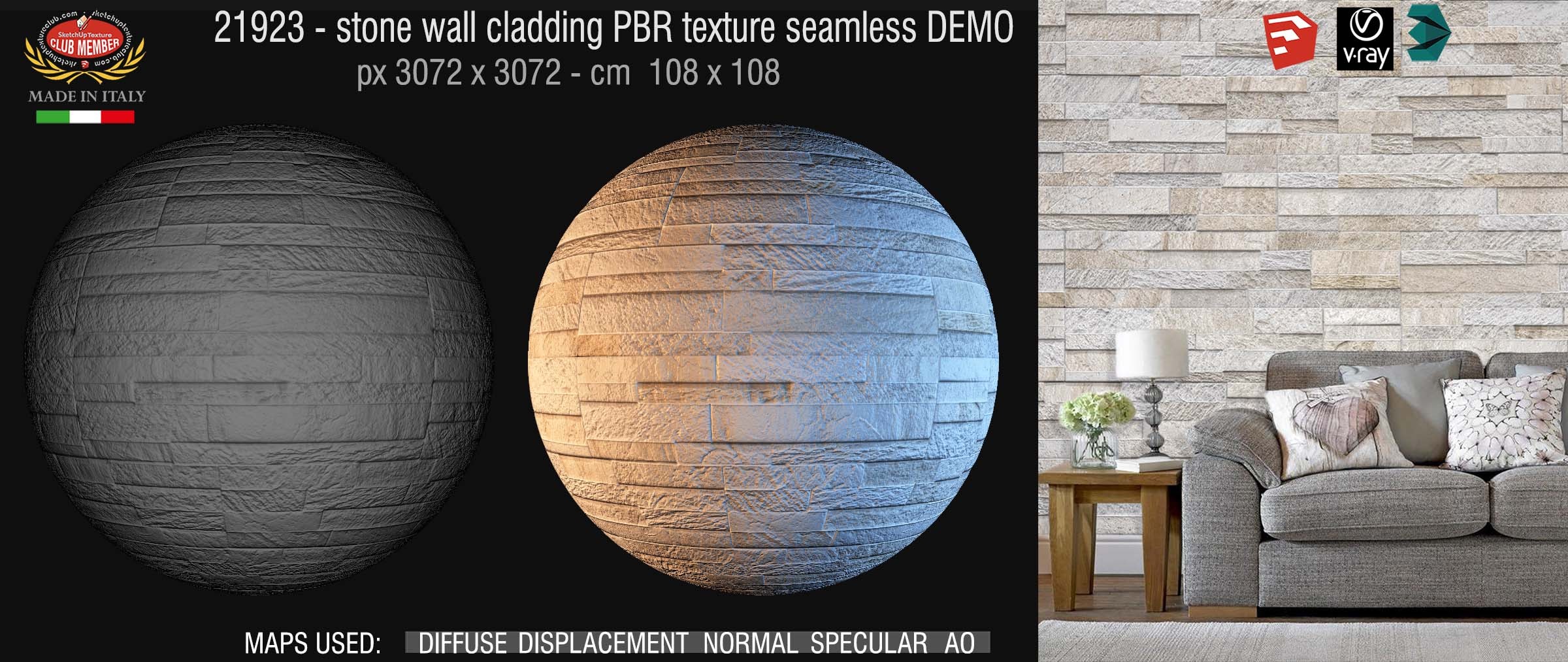 21923 stone wall cladding PBR texture seamless DEMO