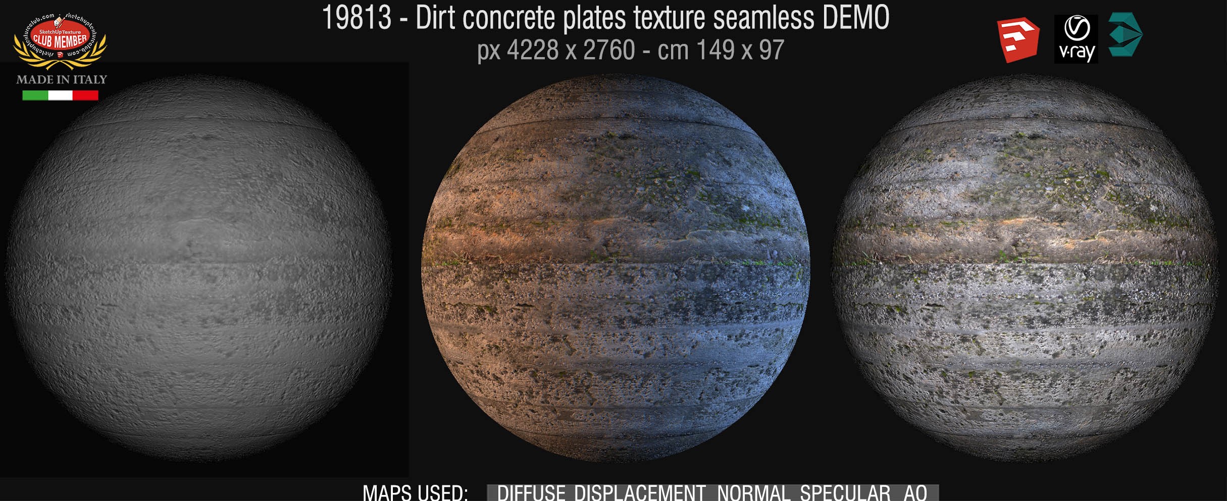 19813 -  Dirt concrete plates texture + maps DEMO