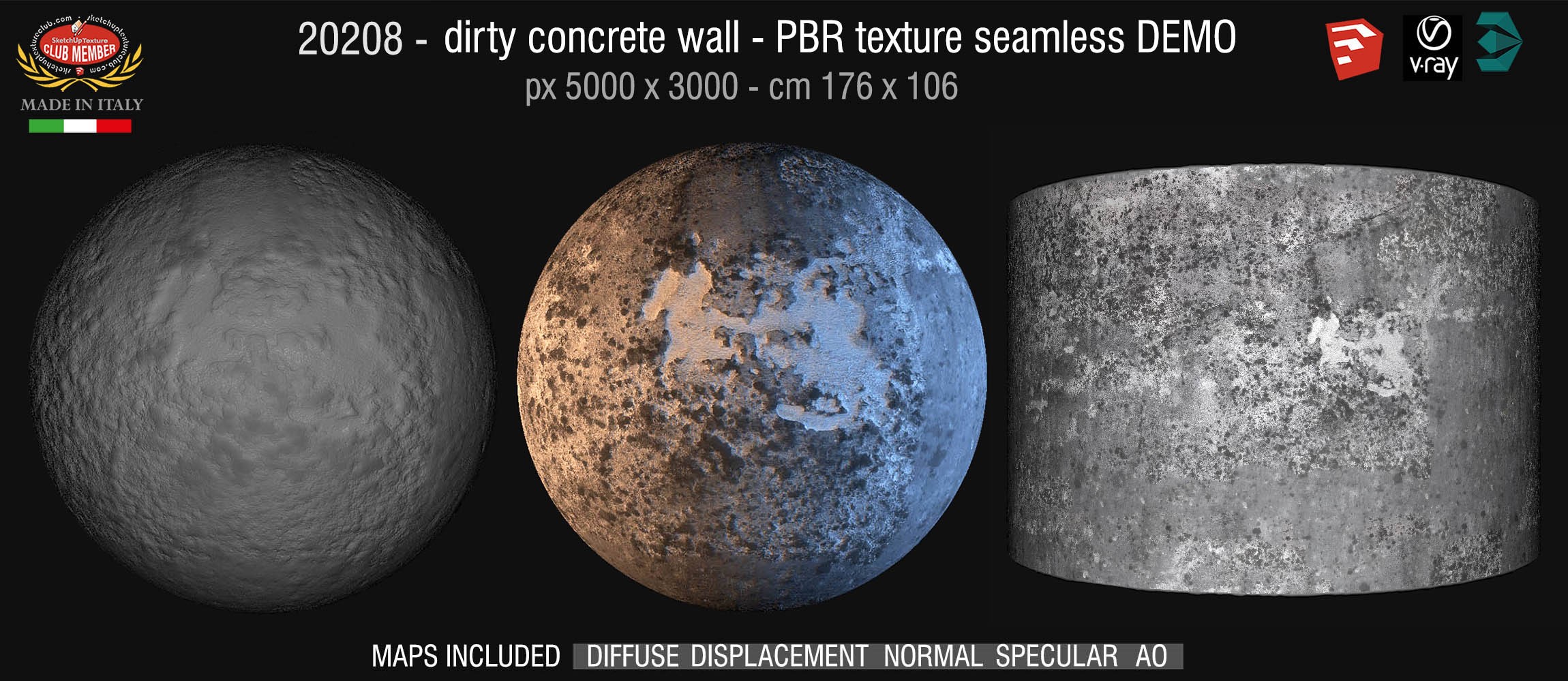 20208 dirty concrete wall PBR texture seamless DEMO
