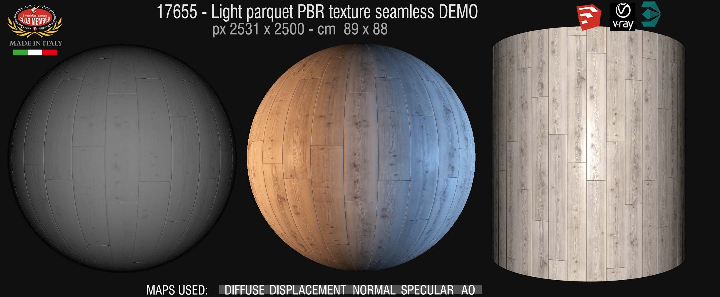 17655 Light parquet PBR texture seamless DEMO