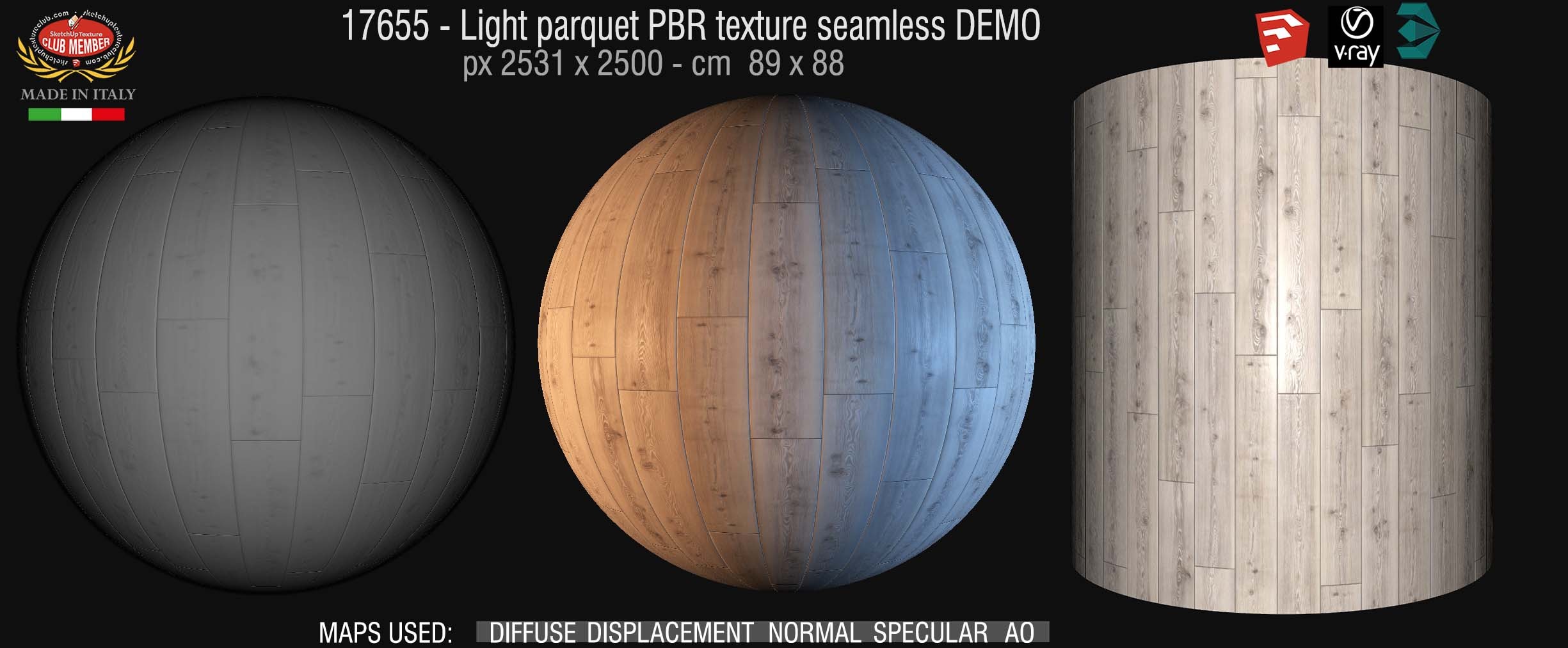 17655 Light parquet PBR texture seamless DEMO