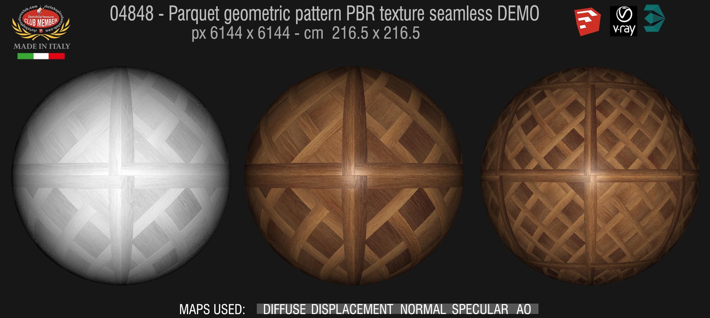 04848 Parquet geometric pattern PBR texture seamless DEMO