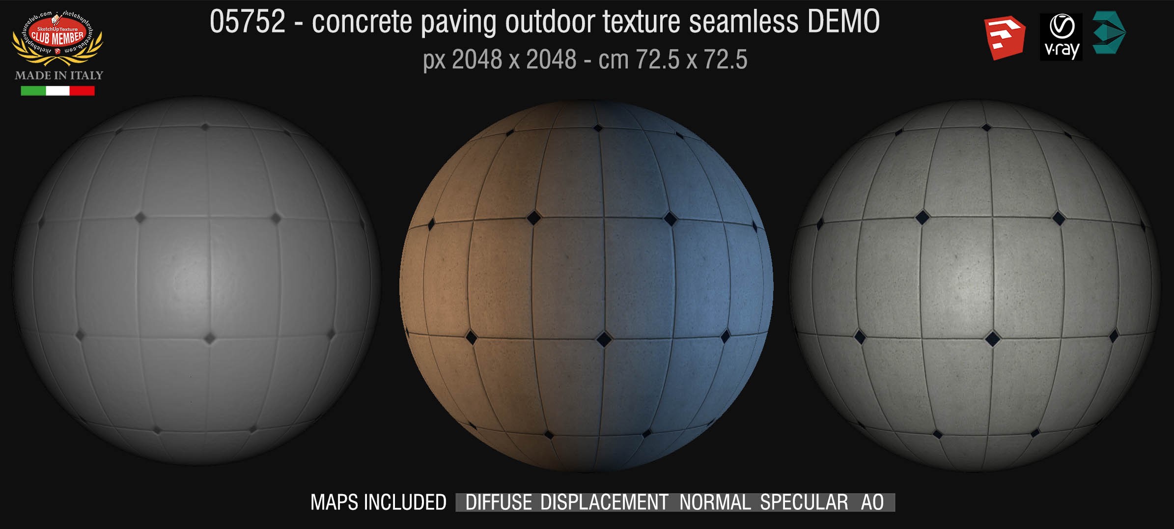 05752 HR Paving outdoor concrete regular block texture + maps DEMO