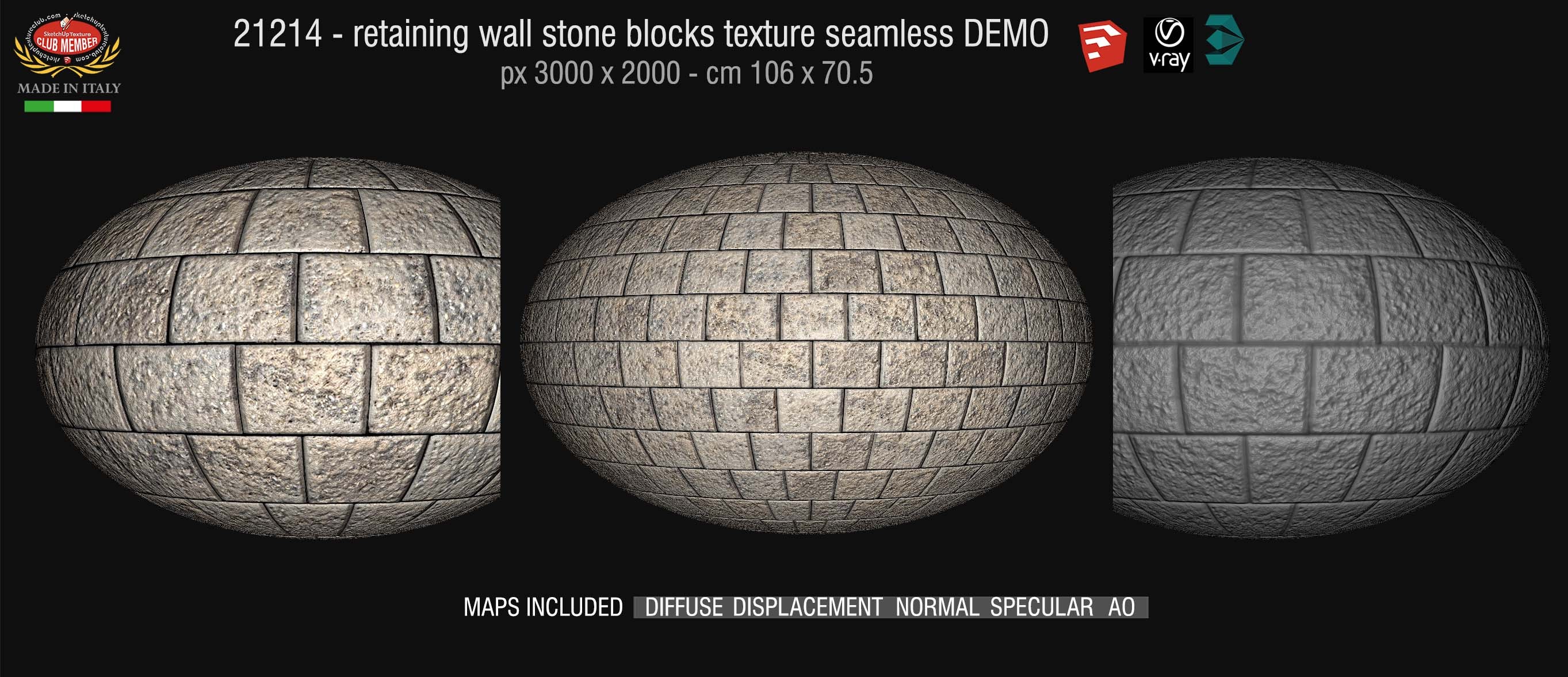 Retaining wall stone blocks texture seamless 21214