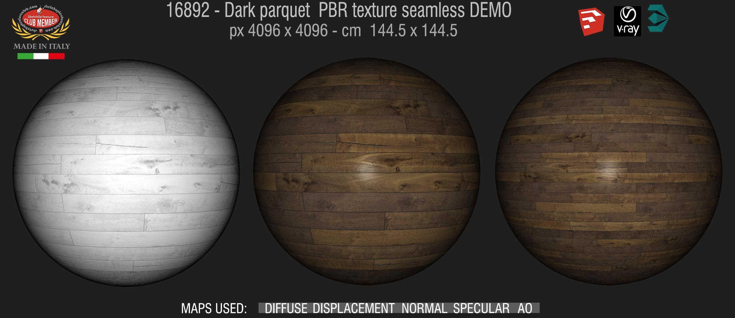 16892 Dark parquet PBR texture seamless DEMO