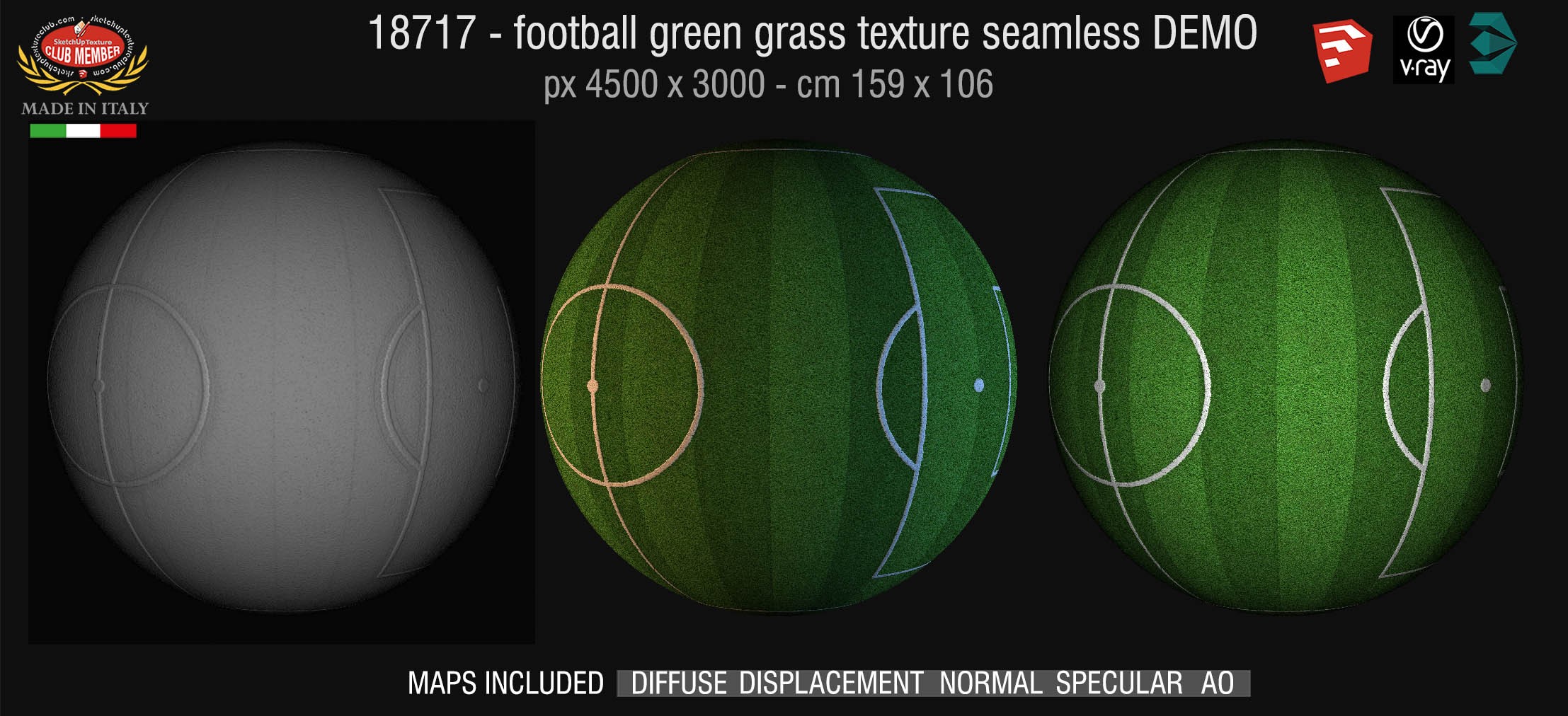 18717 HR Foot ball sports field texture + maps DEMO