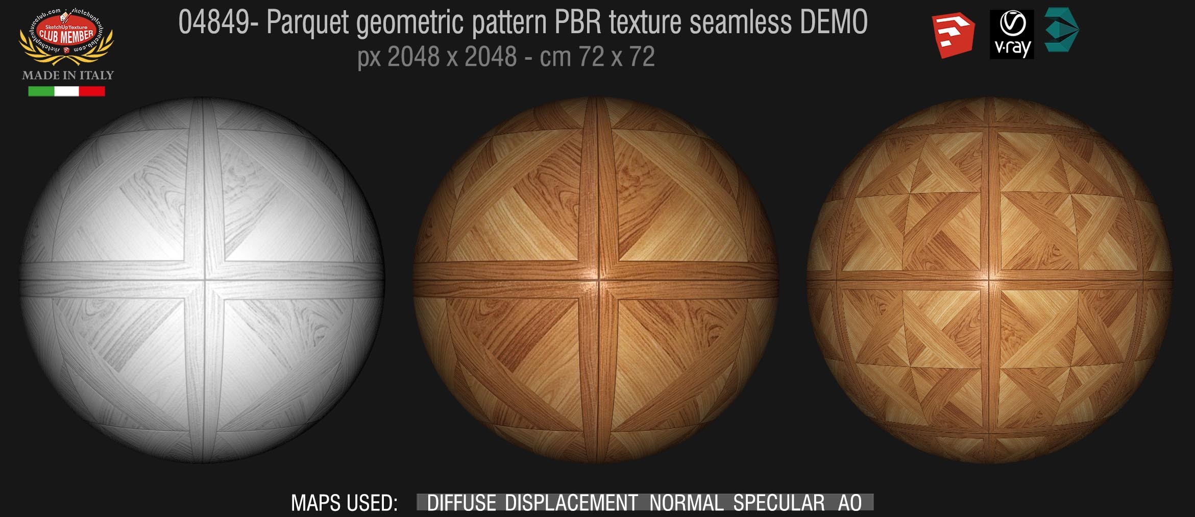 04849 Parquet geometric pattern PBR texture seamless DEMO
