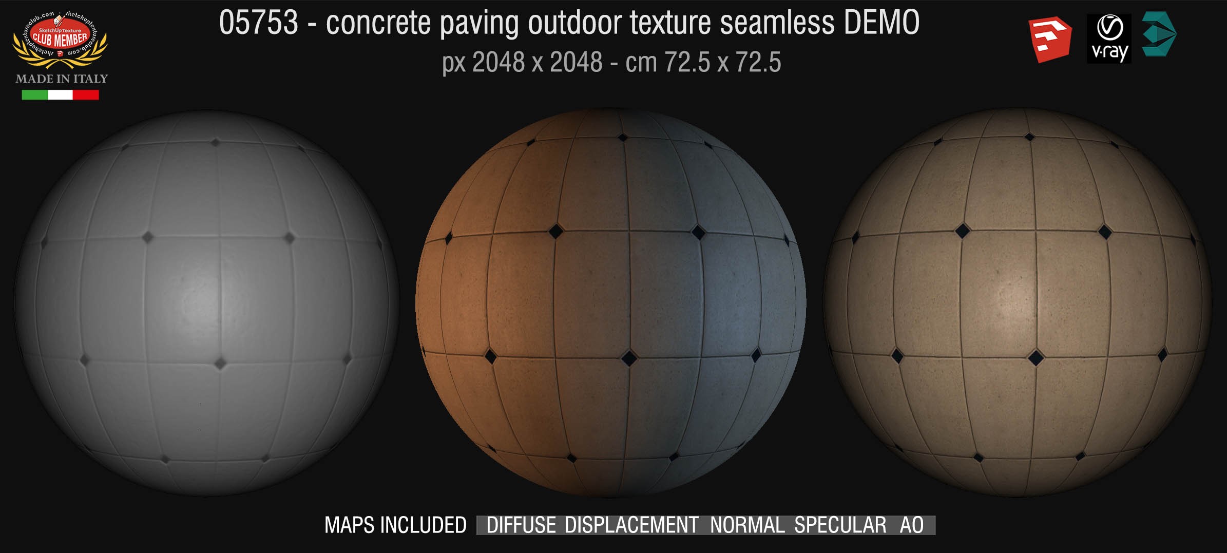 05753  HR Paving outdoor concrete regular block texture + maps DEMO