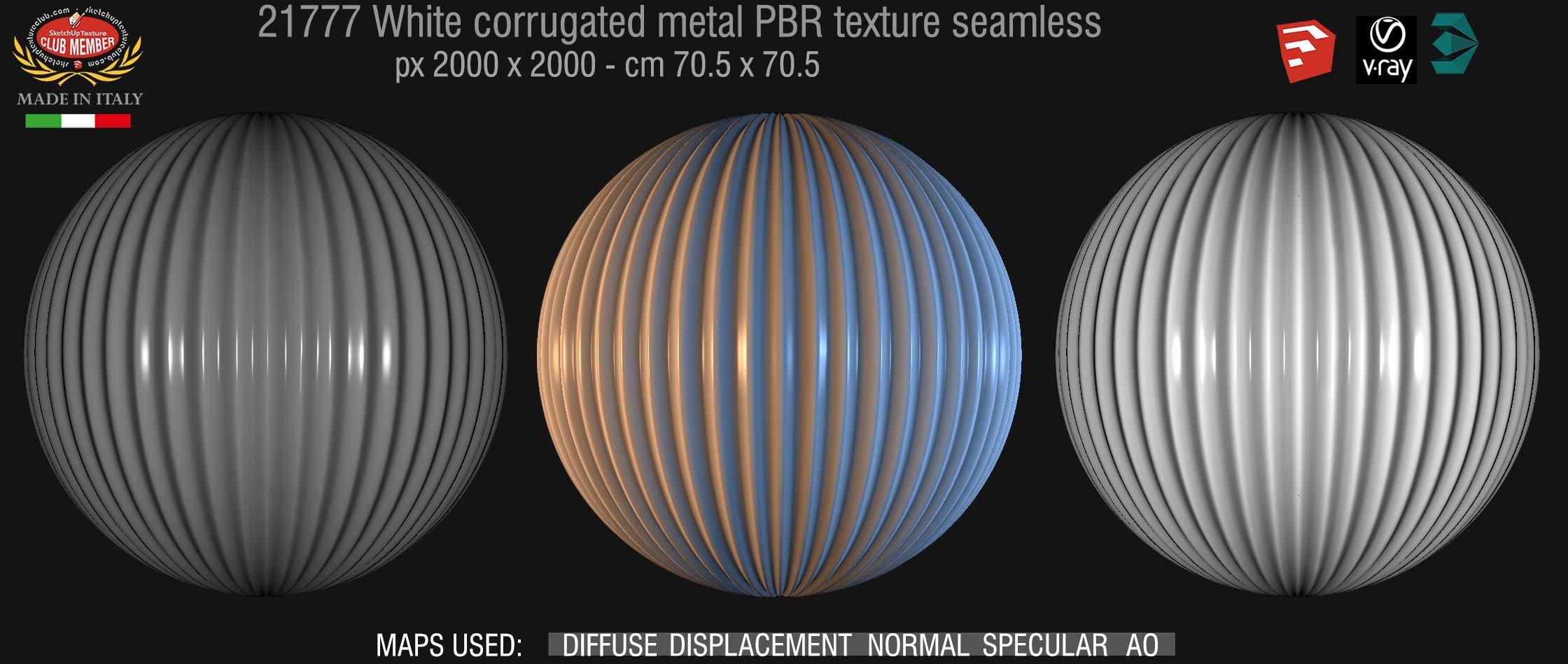 21777 White corrugated metal PBR texture seamless DEMO