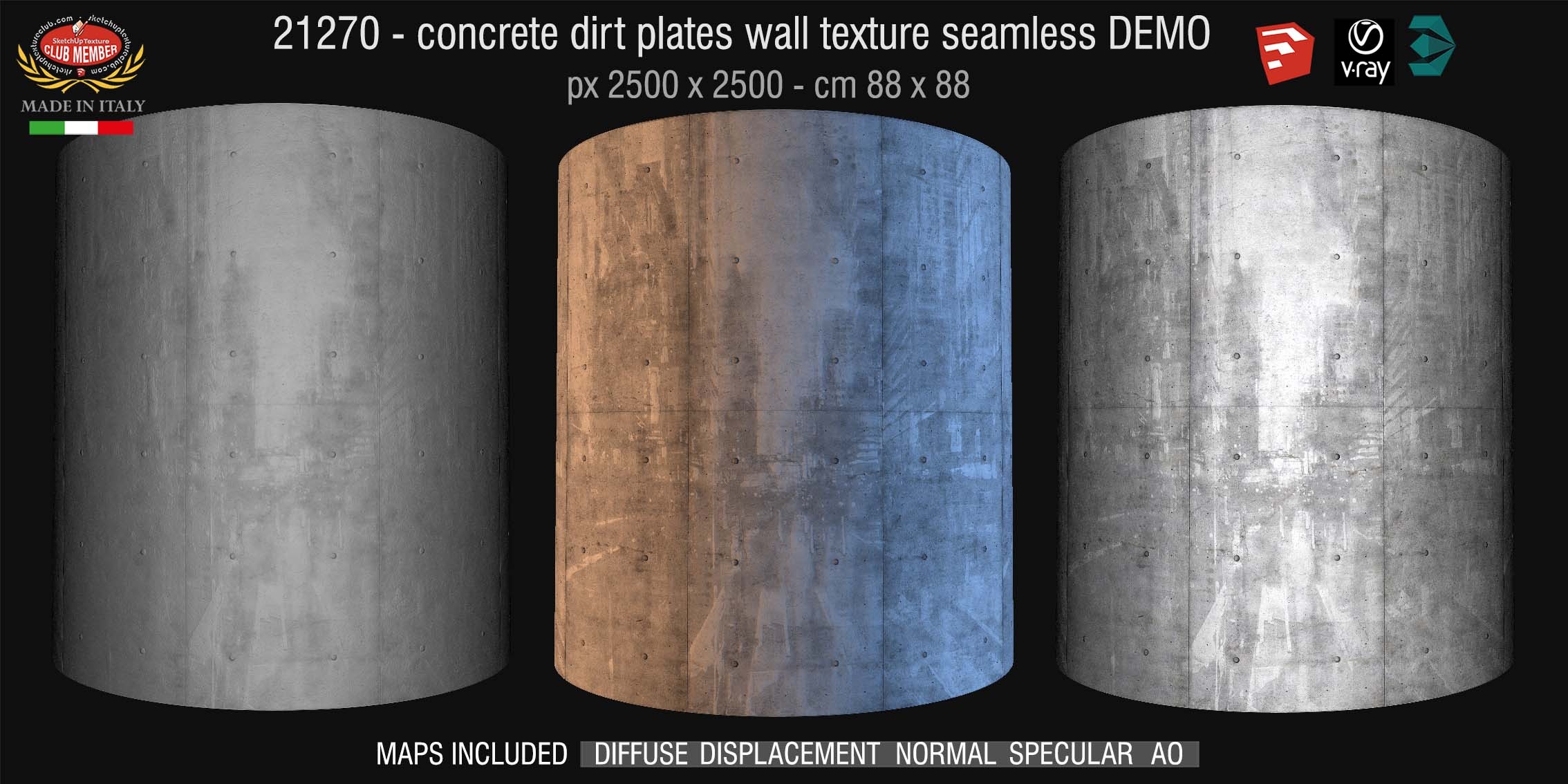 21270 Concrete dirt plates wall texture + maps DEMO