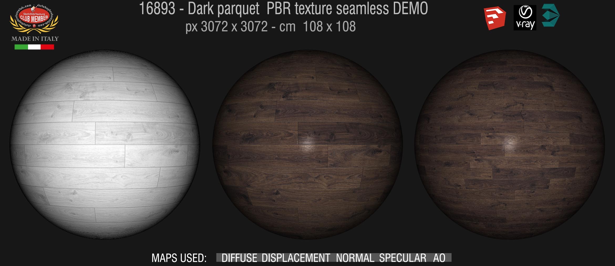 16893 Dark parquet PBR texture seamless DEMO