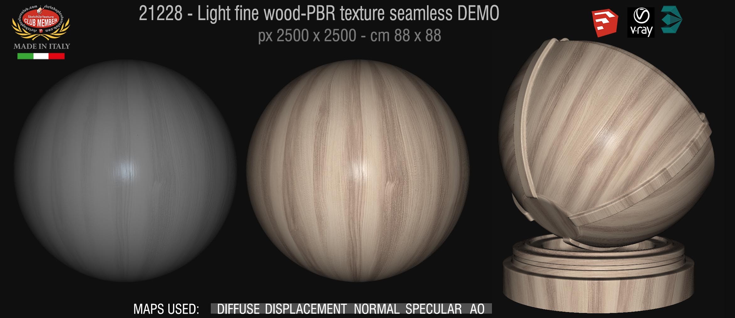 21228 Light fine wood PBR texture seamlesss DEMO