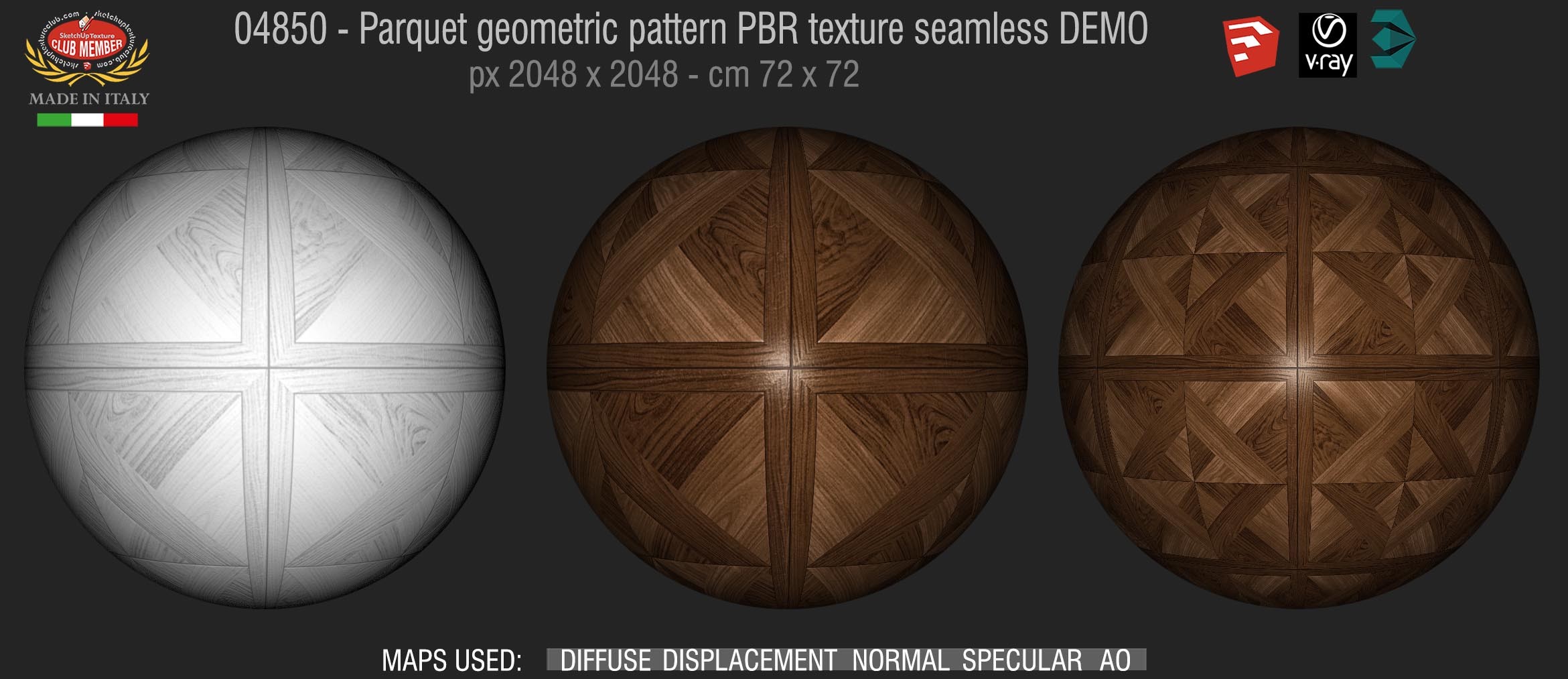 04850 Parquet geometric pattern PBR texture seamless DEMO