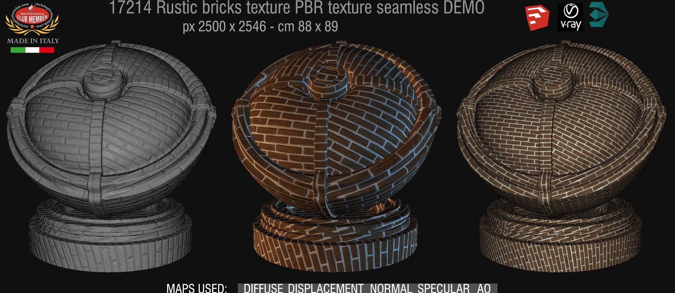 17214 Rustic bricks PBR texture seamless DEMO