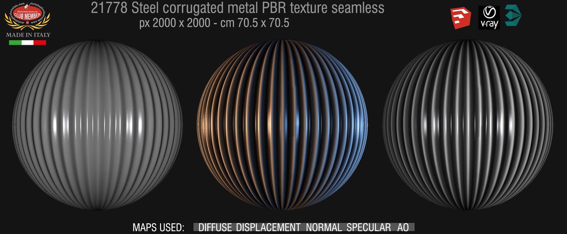 21779  Steel corrugated PBR texture seamless DEMO