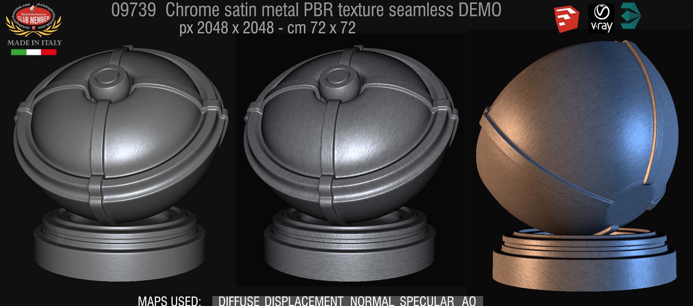 09739 Chrome satin metal PBR texture seamless DEMO