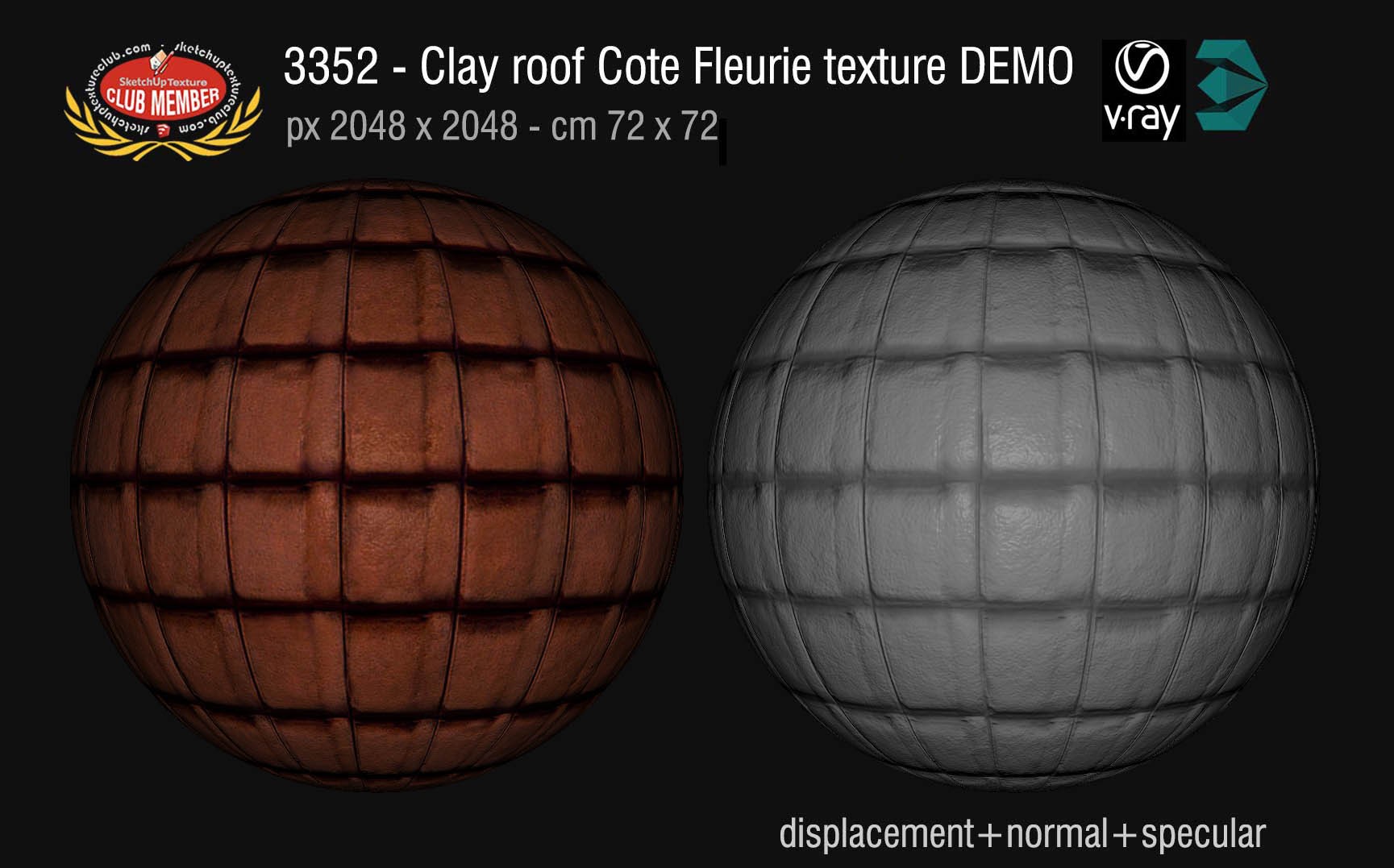 03352 Clay roofing Cote Fleurie texture + maps DEMO
