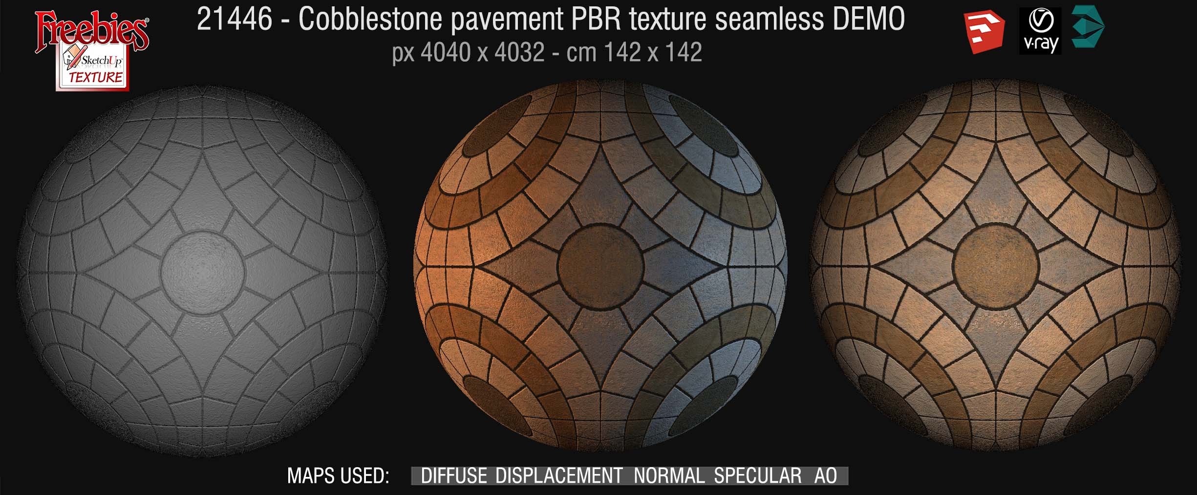 21446 cobblestone pavement PBR texture seamless
