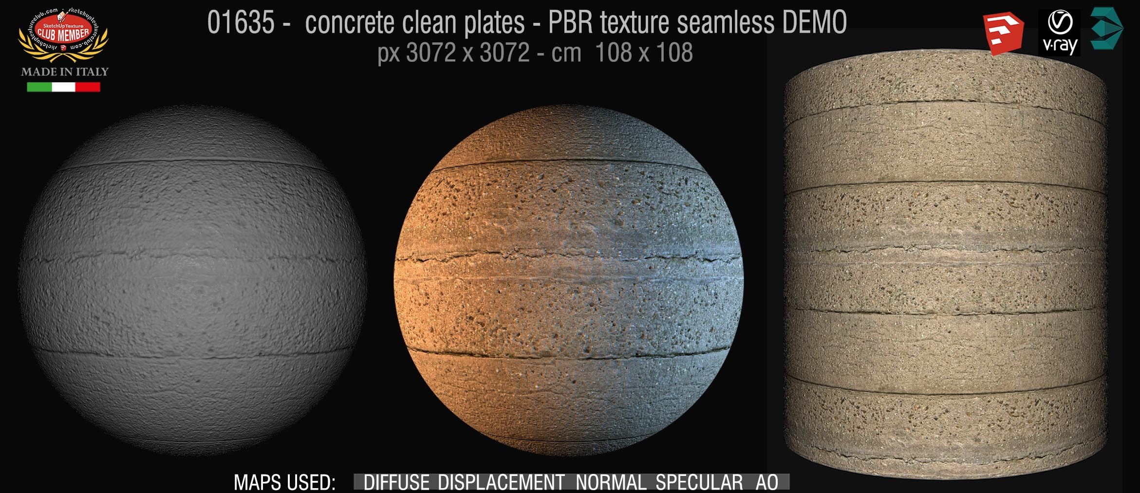 01635 concrete clean plates wall PBR texture seamless DEMO