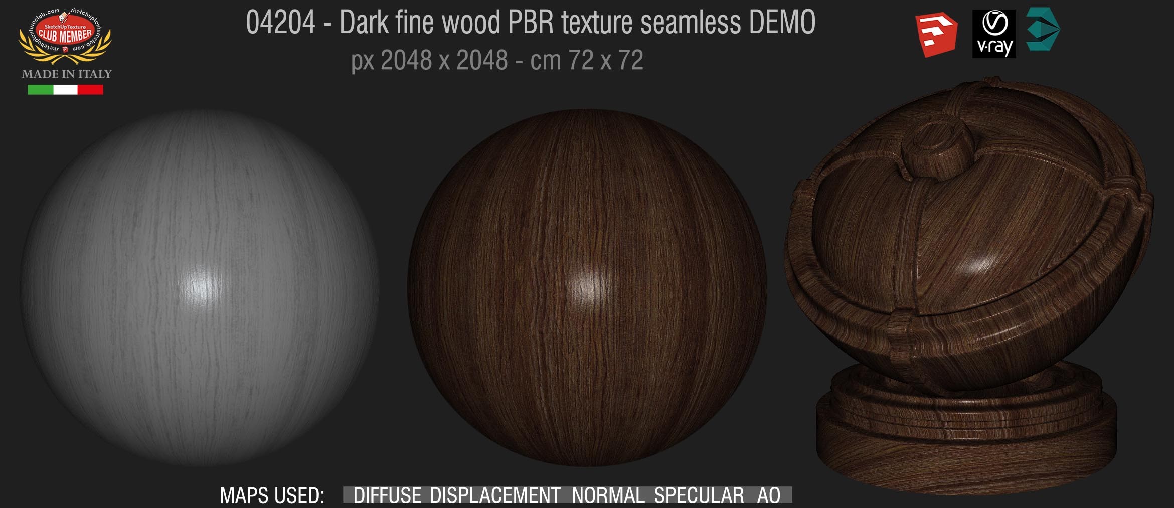 04204 Dark fine wood PBR texture seamless DEMO