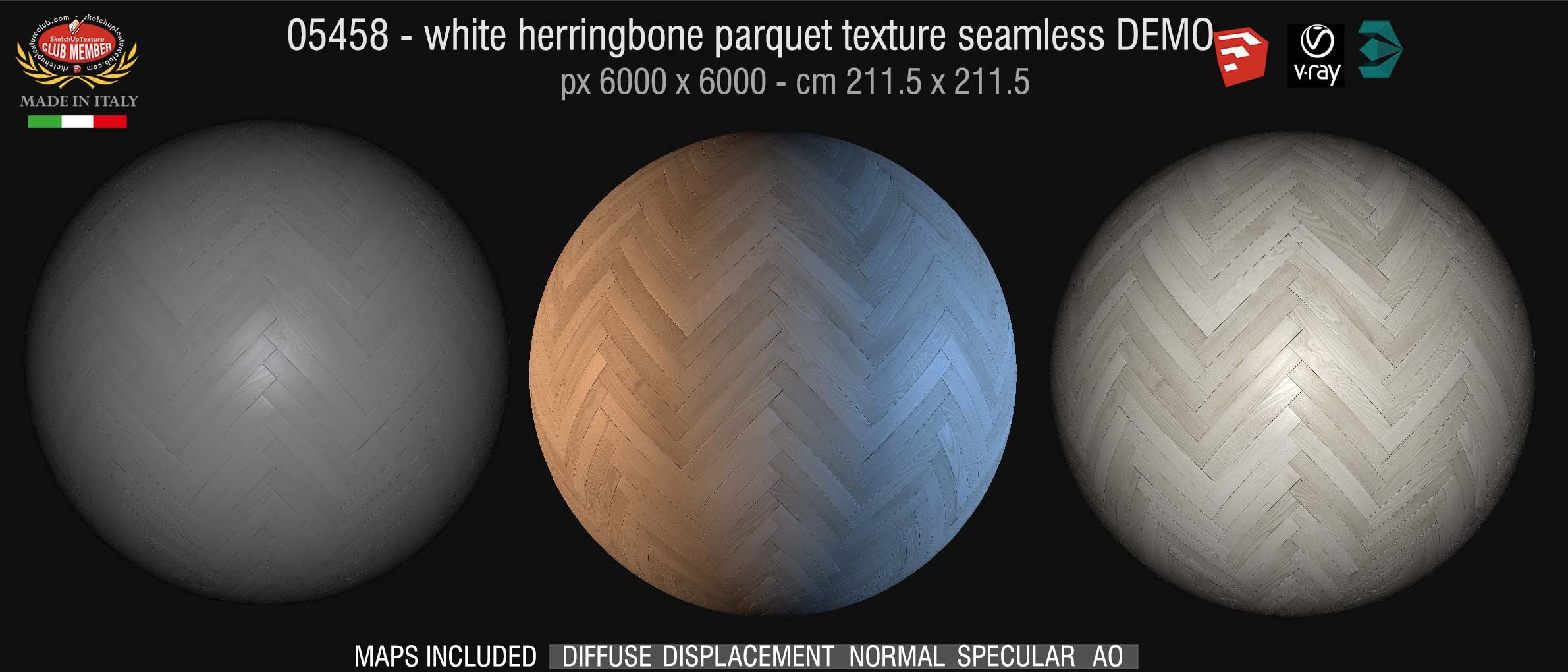 05458 HR Herringbone white wood flooring PBR texture seamless DEMO