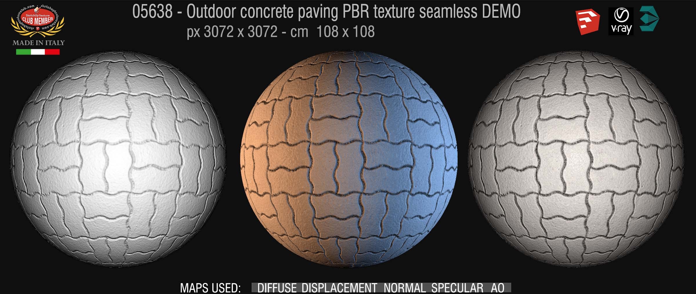 05638 Paving outdoor concrete regular block PBR texture seamless DEMO