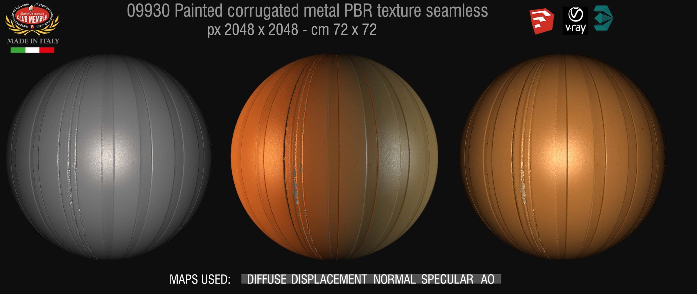 09930 Painted corrugated metal PBR texture seamless DEMO