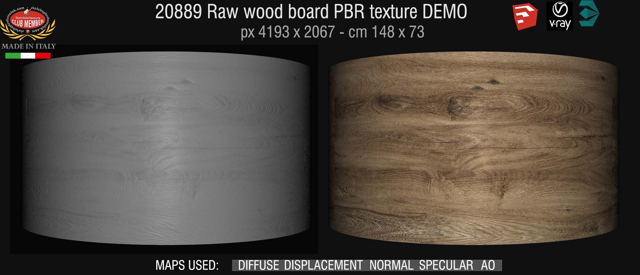 20889 Raw wood board PBR texture + maps DEMO