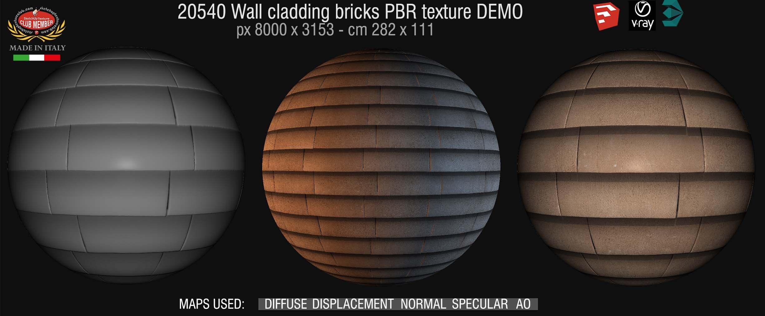 21540 Wall cladding bricks PBR texture seamless DEMO