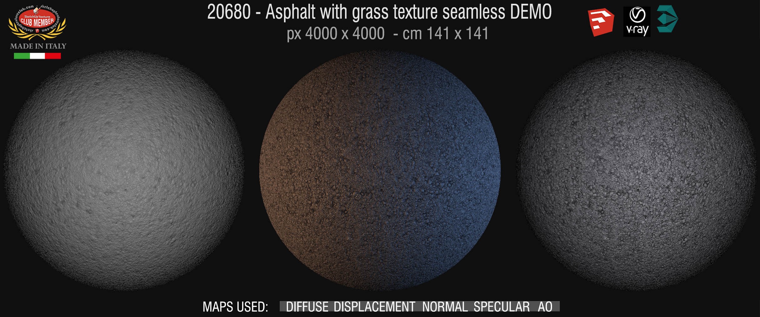 20680 Asphalt texture seamless + maps DEMO