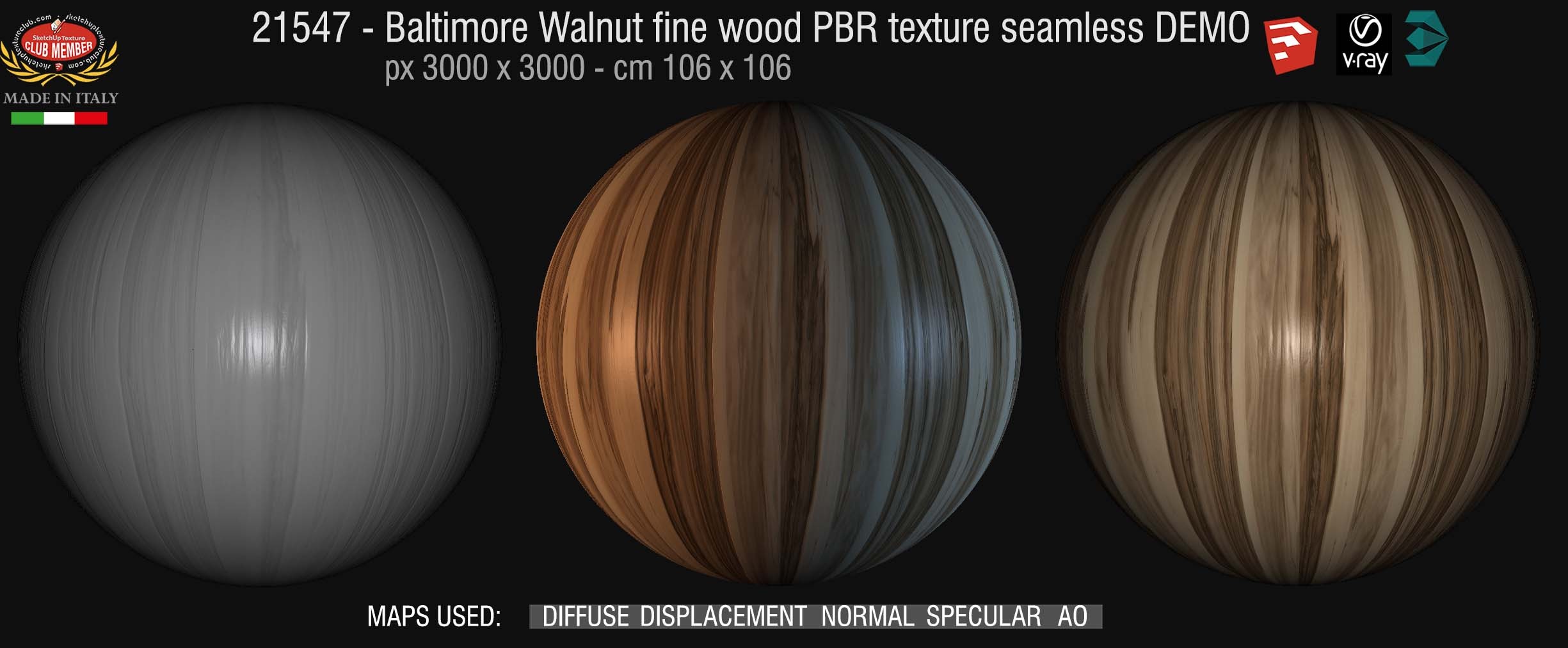 21547 Baltimore Walnut fine wood PBR texture seamless DEMO