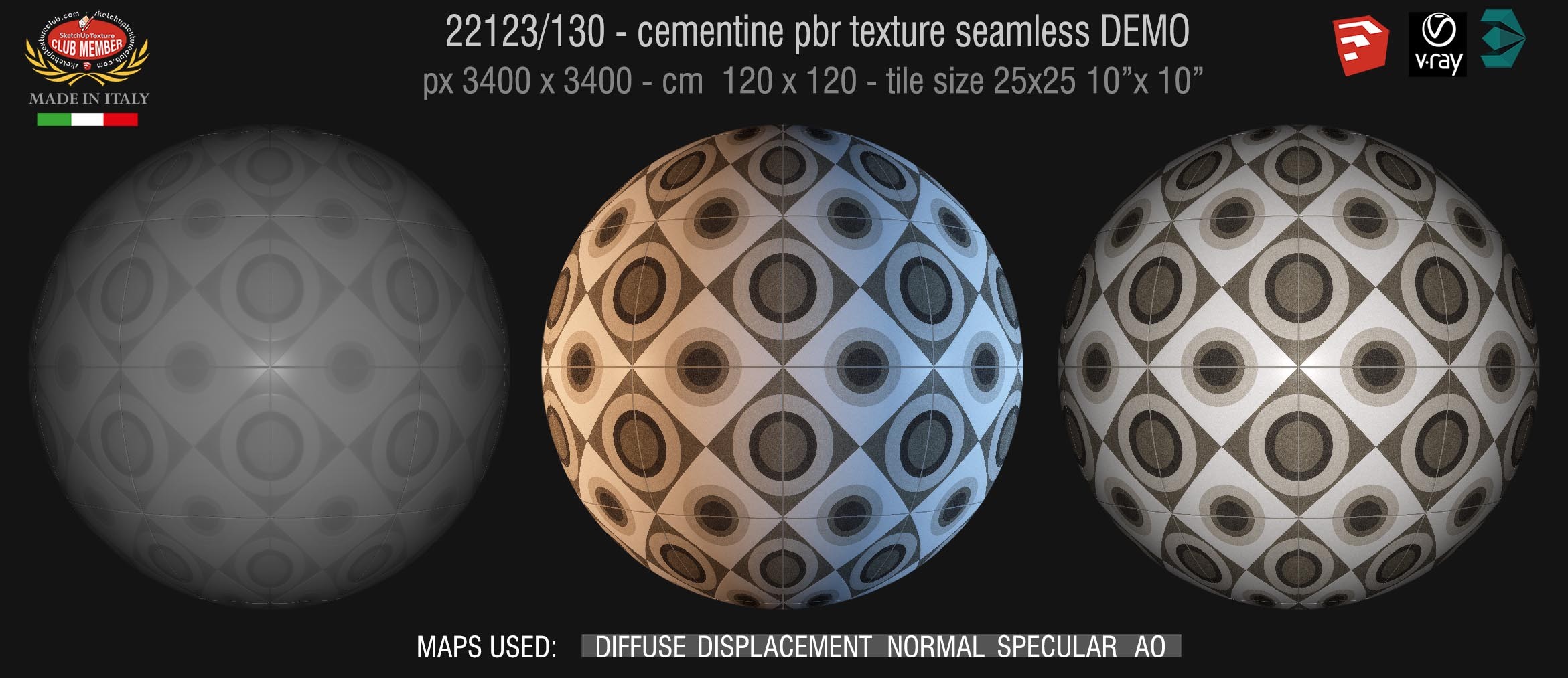 22123/130 cementine tiles Pbr seamless texture DEMO - porcelain stoneware concrete look