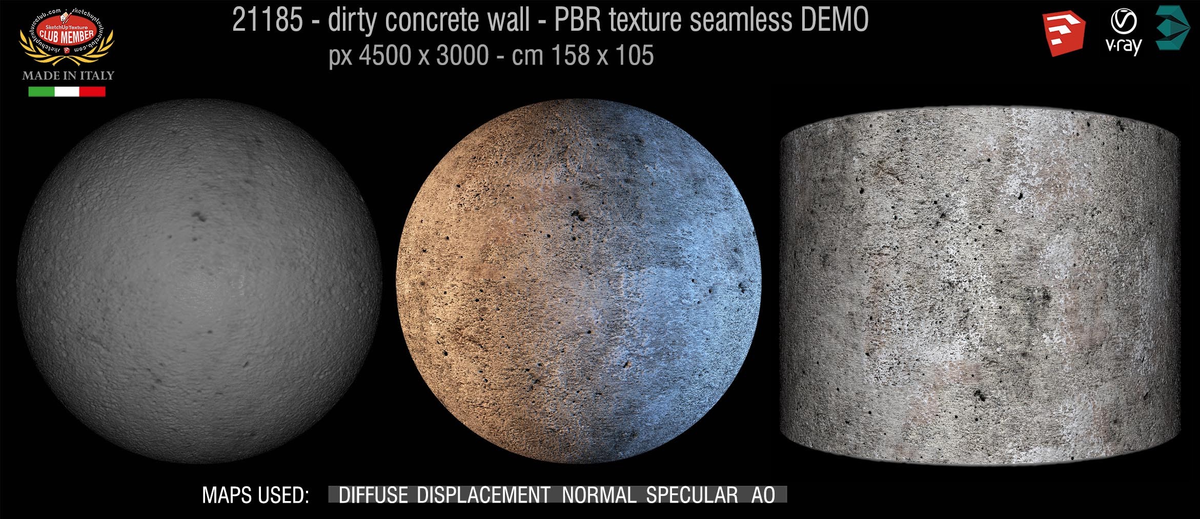 21185  Concrete bare dirty wall PBR texture seamless DEMO