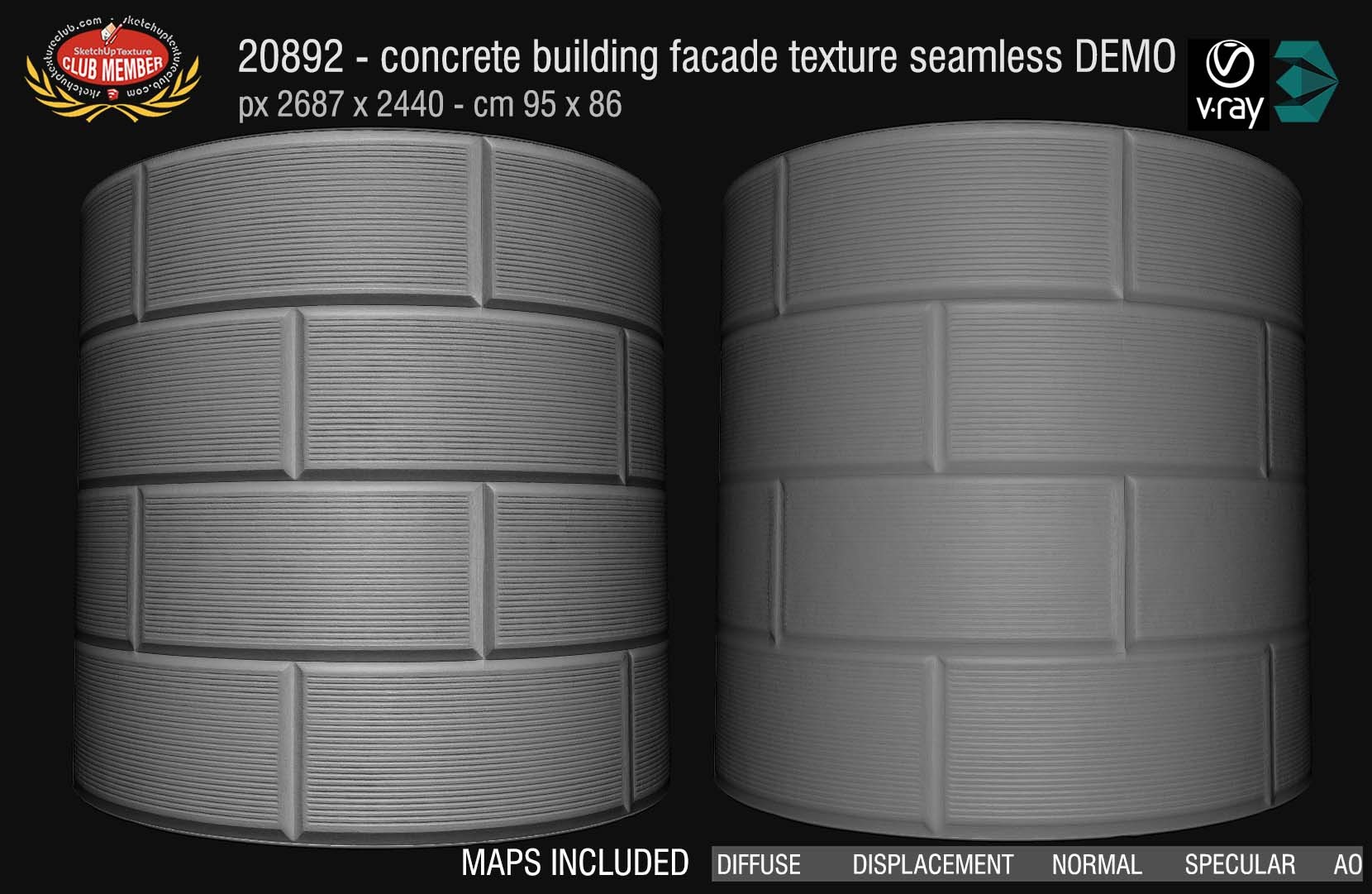 CLICK TO ENLARGE - 20892  Concrete building facade texture + MAPS demo