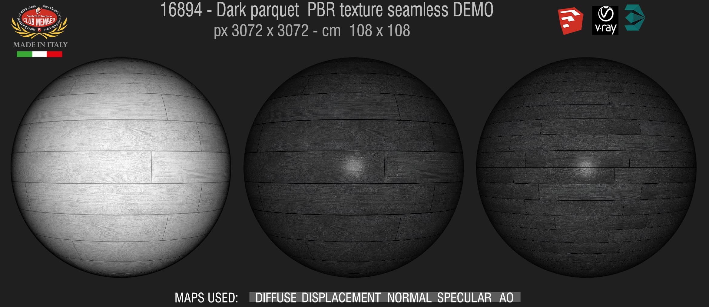 16894 Dark parquet PBR texture seamless DEMO