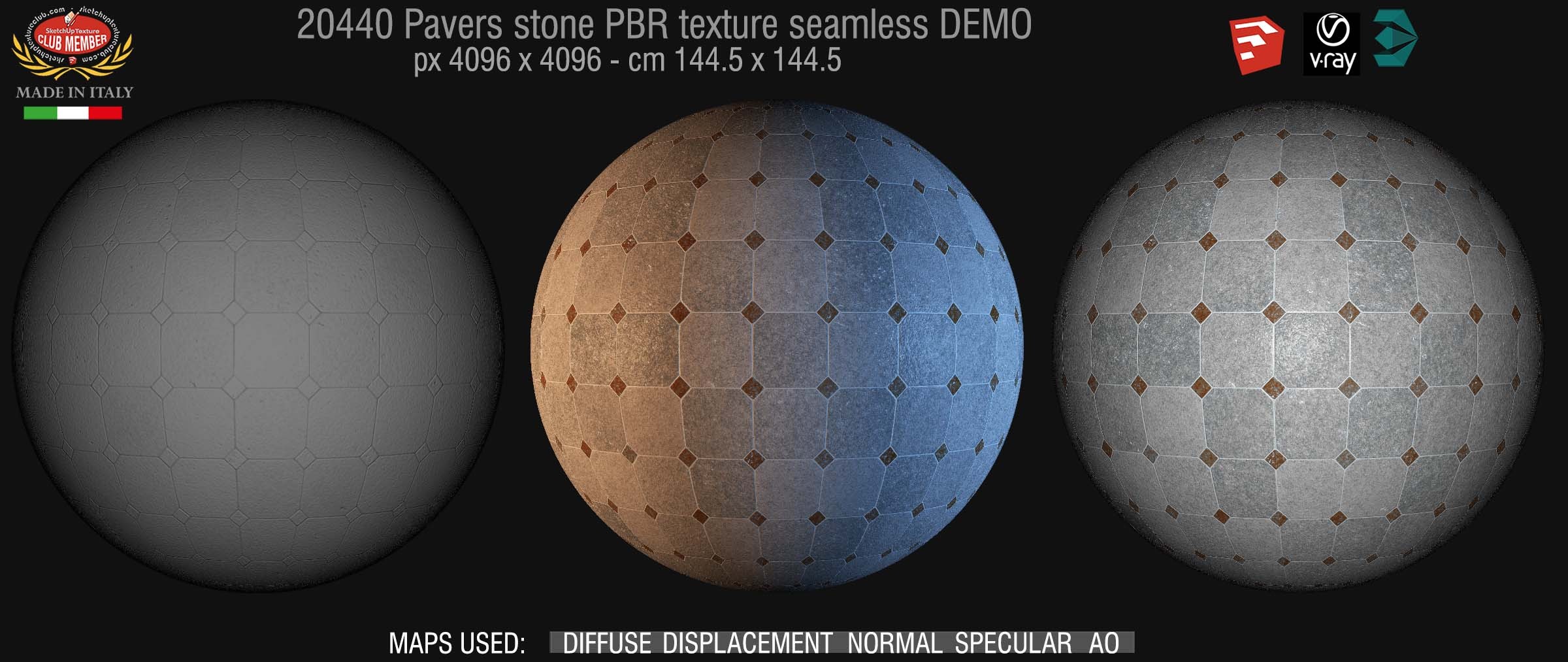 20440 Pavers stone PBR texture seamless DEMO