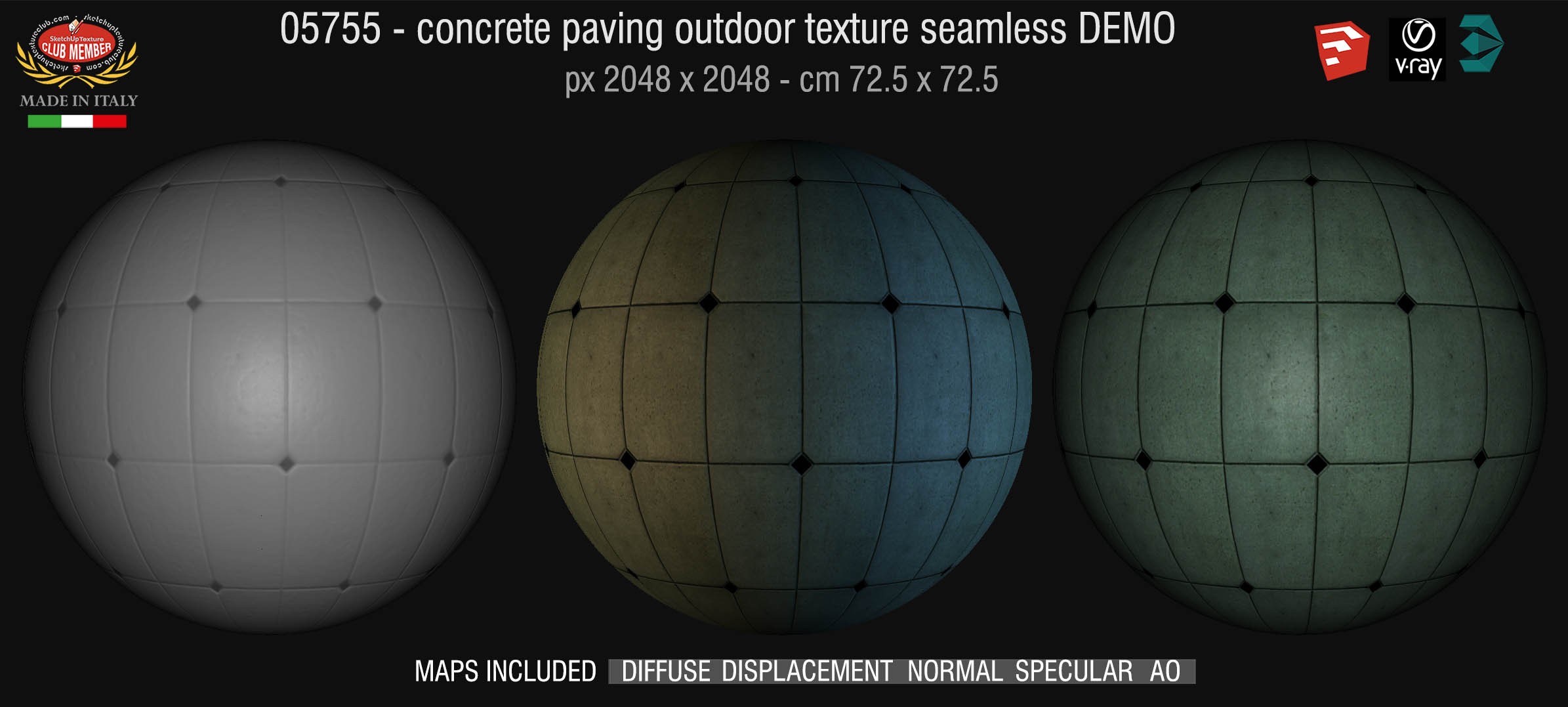 05755 HR Paving outdoor concrete regular block texture + maps DEMO