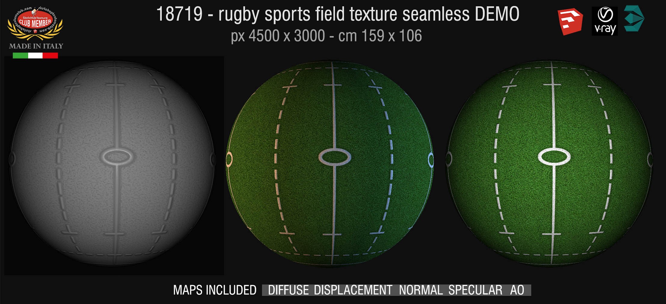 18719 HR Rugby sports field + maps texture demo